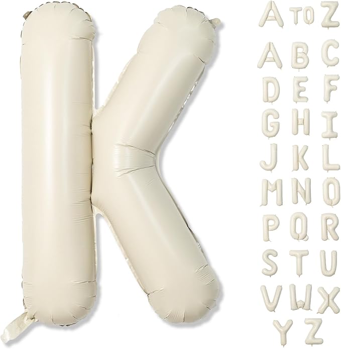 Giant Alphabet K Foil Balloons, Nude Cream White Custom Mylar Letters Balloon by Lingqiang