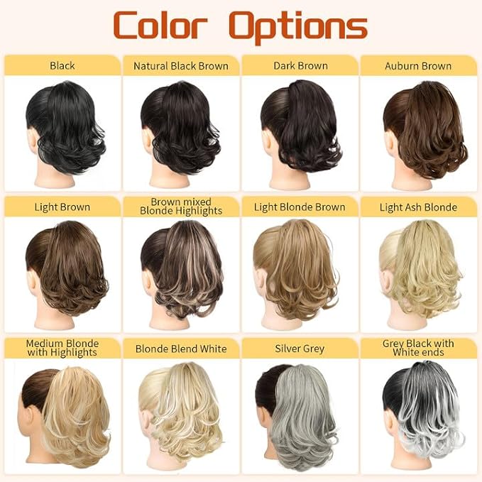 KooKaStyle Ponytail Extension, 10" Short Claw Clip in Pony Tails Hair Extensions Curly Wavy Synthetic Drawstring Hairpieces for Women Honey Blonde with Ash Blonde Highlights