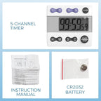 Sper Scientific Portable Digital Kitchen & Lab Timer 810015 - 4 Channel, Large Display, Loud Alarm - 4 pc