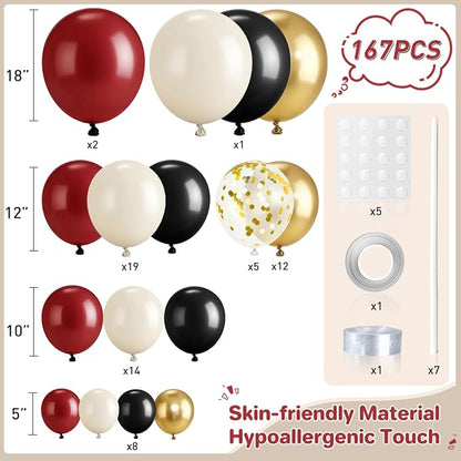 Burgundy Black White Gold Balloon Garland Arch Kit - Image 2