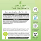 Aloderma Aloe Vera Gel + Tea Tree Oil, Made with Refreshing Organic Aloe for After Sun Skin Care, Multipurpose Use for Hair and Scalp, and Face or as a Shaving Gel or Aftershave - 10.6Oz x 6btls