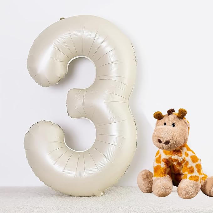 40 Inch Beige Number 3 Balloons - Image 2