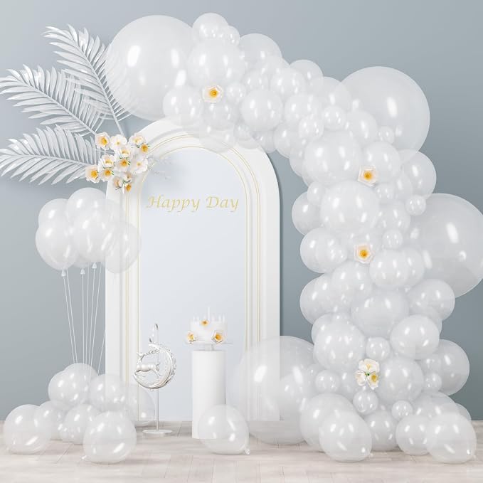 Voircoloria 130pcs Clear Balloons Garland Arch Kit, 18 12 10 5 Inch | by Voircoloria