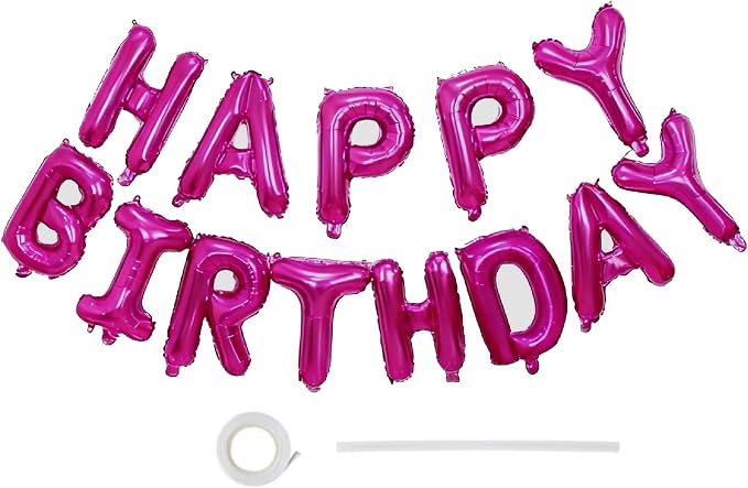 16" Happy Birthday Foil Letter Balloons Banner Set | Alphabet Balloons by EHCBHG