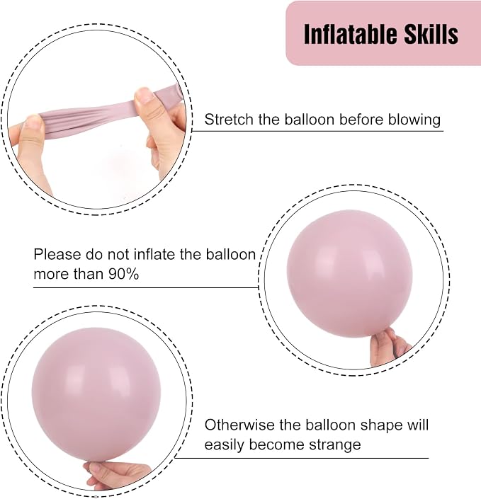 RUBFAC Dusty Pink Balloons 129pcs Different Sizes Pack of 18 12 10 5 Inch | - Image 3