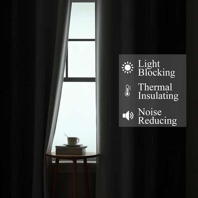 Navy Blue and Greyish White Blackout Curtains 54 Inch Length, Light Blocking - Image 3