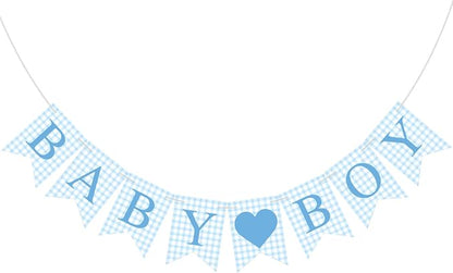 Hahafelt 1 Pcs Blue Gingham Baby Boy Banner by Hahafelt