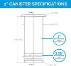 Docking Drawer 2.0" Canister for Hot Tools, Hair Dryer, Curling Iron, and Flat Iron Holder Tube RIng Capped Stainless Steel