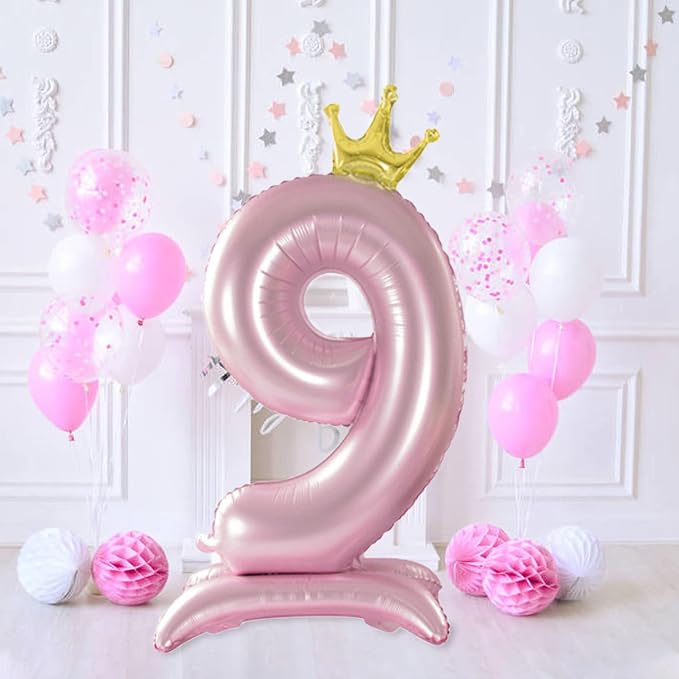 Crown Pink Number 9 Balloon - Image 4