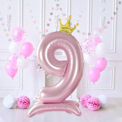 Crown Pink Number 9 Balloon - Image 4