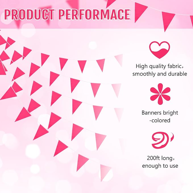 Tatuo 200 Feet Solid Pennant Banners Flags String Triangle Hanging DIY Bunting - Image 3