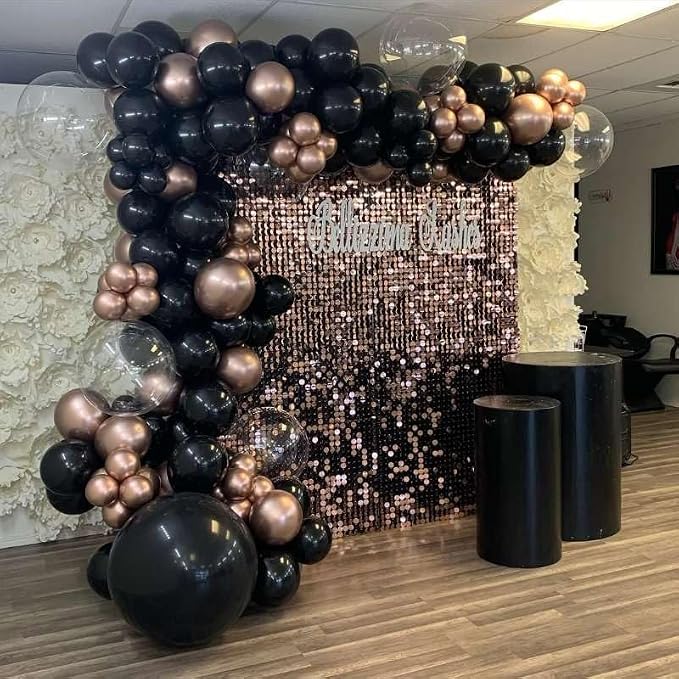 Rose Gold and Black Balloons Garland Arch Kit - Image 5