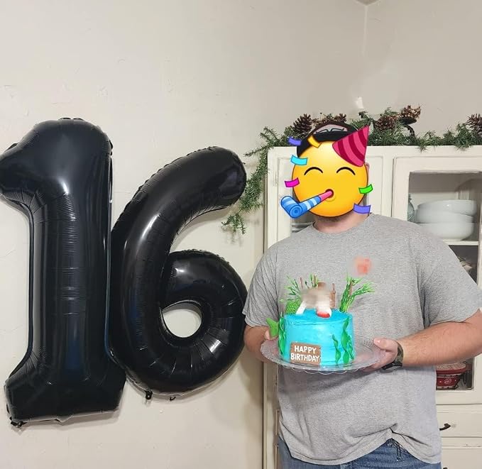 Number Balloons 60 Balloon 40 inch Black - Image 3