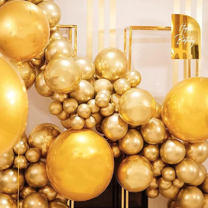 100pcs Metallic Gold Balloons Different Sizes 18 inch +12 inch +10 inch +5 inch - Image 7