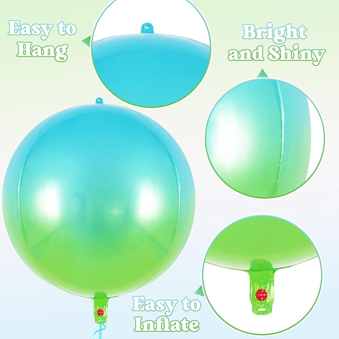 Metallic Gradient Blue Balloons, 22 Inch Large Sphere Round Balloons - Image 5