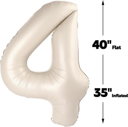 40 Inch Cream White Large Number 24 42 Birthday Balloon, Giant Numbers 24 42 - Image 3
