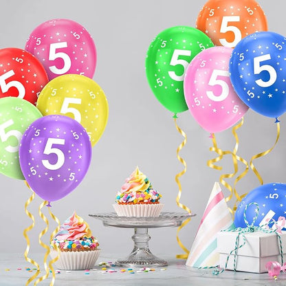 Ainiv 5th Birthday Balloons 18PCS, 12inch Numbers Printed Latex Balloons | 5th - Image 7