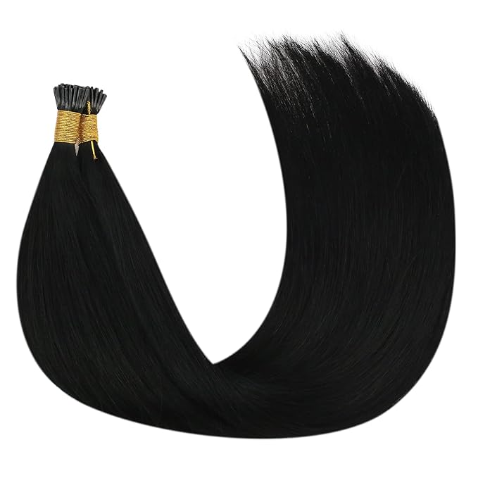 YoungSee I Tip Hair Extensions Black 22In Itip Hair Extensions Real Human Hair Jet Black 50g Hair Extension I Tip Invisible 50s Itips Hair Extension Human Hair for Instant Length