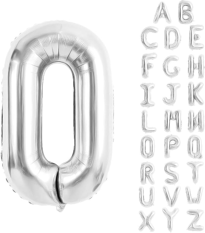 Silver Letter Balloons 40 Inch Large Alphabet Balloon Letter O | Foil Mylar Big by YUNSHANGMO