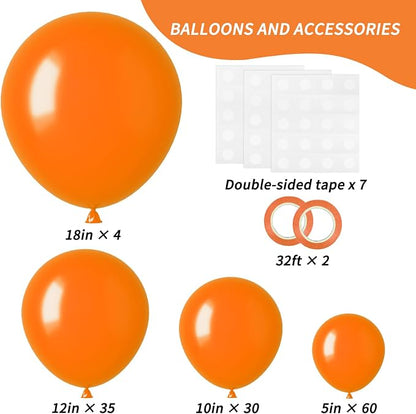 RUBFAC Orange Balloons Arch Kit Different Sizes 18/12/10/5 Inch 129pcs | Burnt - Image 2