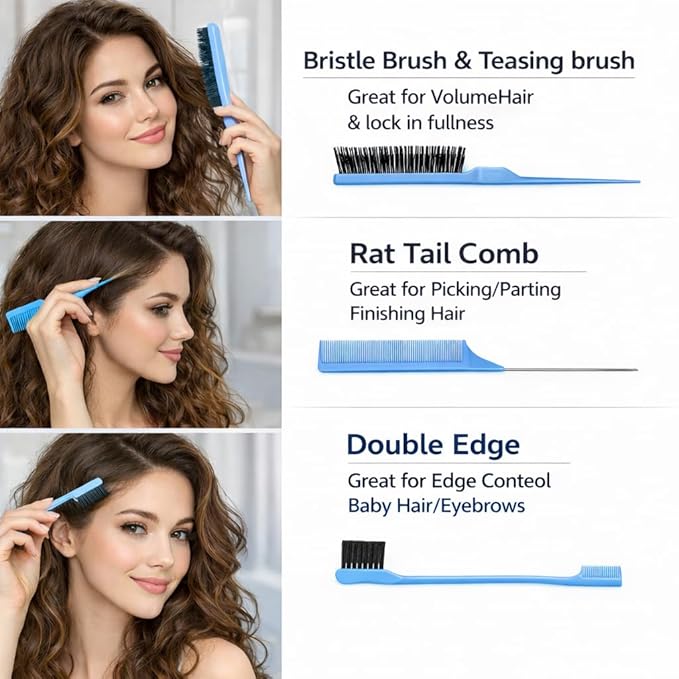 Detangler Brush for Curly Hair, Lightweight Curly Hair Brush with Vented Design for Easy Glide, Effortlessly Detangles Without Pulling or Snagging, Suitable for All Wet and Dry Hair Types (Blue)