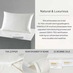 ZIMASILK 25 Momme 100% Pure Mulberry Silk Pillowcase for Hair and Skin Care, Highest Grade 6A Pillow Cases for Women, Long-Lasting Durablity, Gift for Women Men, 1Pc (King 20"x36", Ivory)