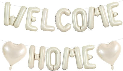 TONIFUL 16 Inch Cream White WELCOME HOME Foil Letter Balloons Banner Decor | by TONIFUL