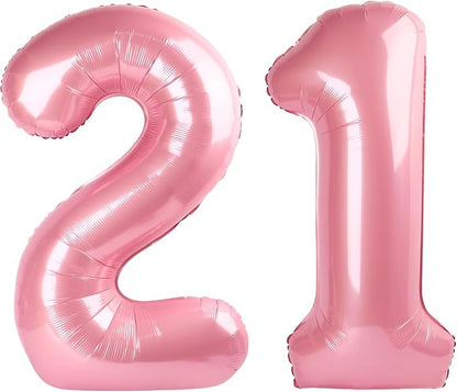 21 Balloon - Pastel Pink Birthday Number Balloons, 40 Inch Decorations | Pastel by ALPHADELTAPI