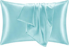 BEDELITE Satin Pillowcase for Hair and Skin, Super Soft and Cooling Similar to Silk Pillow Cases 2 Pack with Envelope Closure, Gift for Women Men(20"x36" King Size, Blue)
