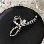 Metal Bow Hair Claw Clips Large Bow Hair Clips Silver Bowknot Jaw Clip for Thin Thick Hair Strong Hold Nonslip Stylish Hair Accessories for Women Girls