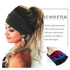 Wide Headbands Stretch Turban Knotted Hairbands Elastic Yoga Workout Sweatband Running Sport Head Scarf Large African Head Wraps for Women 4 Pcs (Set B)