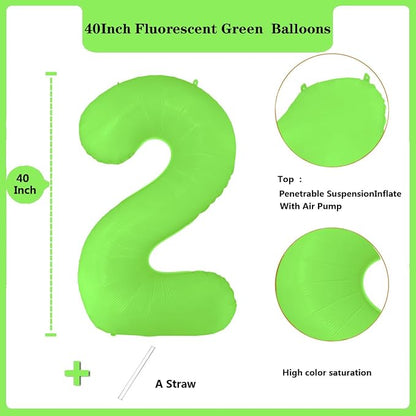 Fluorescent Green Number Balloon 40 inch Giant Foil Helium Balloons Green - Image 2