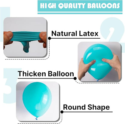 PartyWoo Teal Balloons 101pcs Turquoise Dark Teal Color 12 Inch | Balloons - Image 7