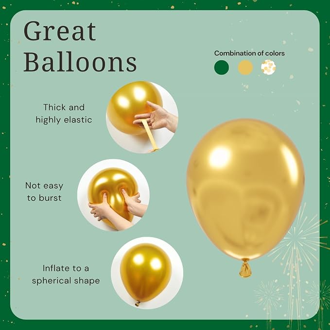 BAUANOOY Green and Gold Balloons - Image 3