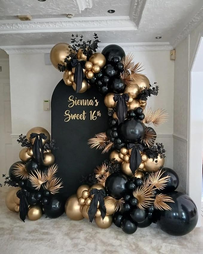Black and Gold Balloons Garland Arch Kit 200Pcs - Image 5