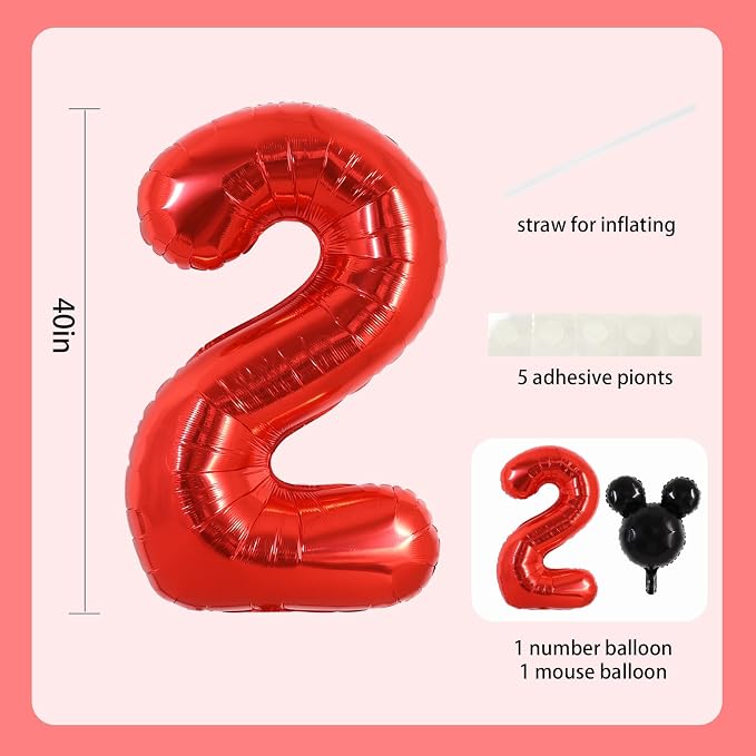 40 Inch Red Foil Number 2 Balloon - Image 2