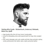 (2 Pack) 9" Black Fist Metal Afro Pick Lift Hair Comb Detangle Wig Braid Hair Man Styling Comb