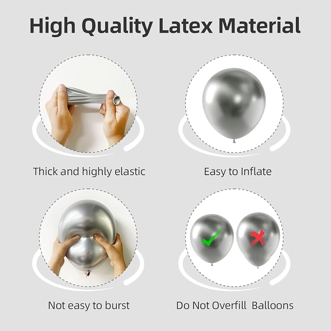 Metallic Silver Balloons Different Sizes 135pcs 18 12 10 5 Inch Sliver Balloon - Image 3