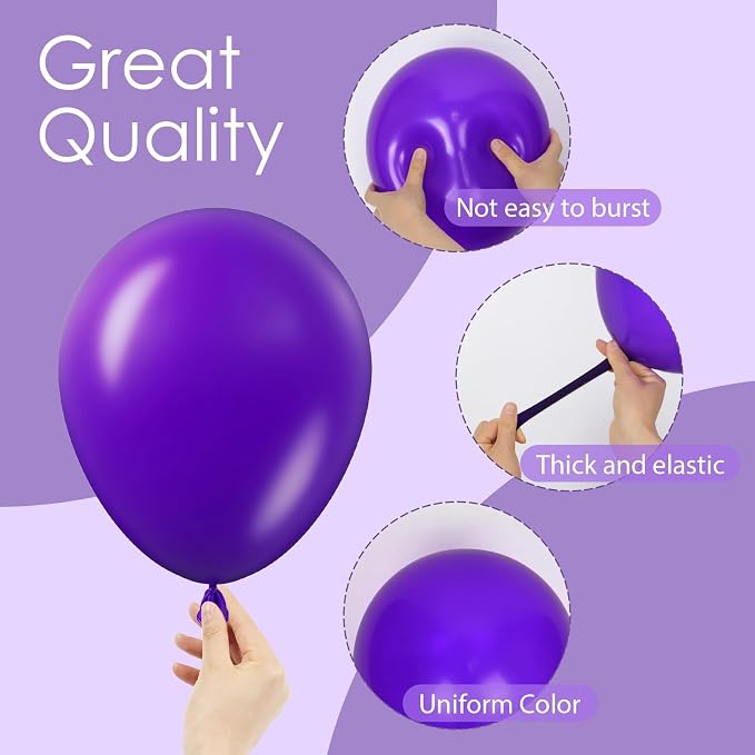 Awenztech 122pcs Dark Purple Balloons, 18 12 10 5 inch Purple Balloons - Image 5