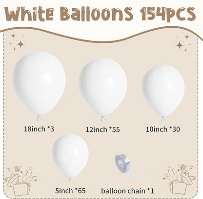 154 PCS of White Balloons in Different Sizes - Image 3