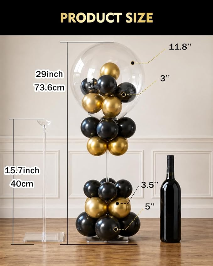 Pro Series Clear Acrylic Balloon Stand Kit Set of 6, 15.75 Inch Reusable - Image 3