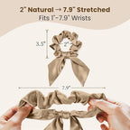 THXSILK 100% Mulberry Silk Bow Scrunchies 3-Pack, 22 Momme Mulberry Silk Hair Ties for Women, Cute Bunny Ear No Damage Ponytail Holders, Fashion Hair Accessories for Girls(M, Taupe)