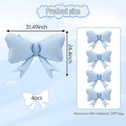 4pcs Jumbo Oversized Ribbon Balloons Coquette Bow Balloons Bow Party Coquette - Image 3