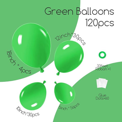 Awenztech 122pcs Green Latex Balloons in 18 12 10 5 inches | Birthday, Baby - Image 2