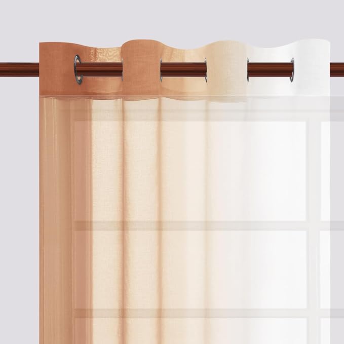 DWCN Faux Linen Ombre Sheer Curtains - Image 4