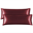 BEDELITE Satin Body Pillow Cover 2 Pack, Super Soft and Cooling Body Pillow Pillowcase for Hair and Skin, Breathable Silky Full Long Pillowcase Cover(20"x54", Burgundy)