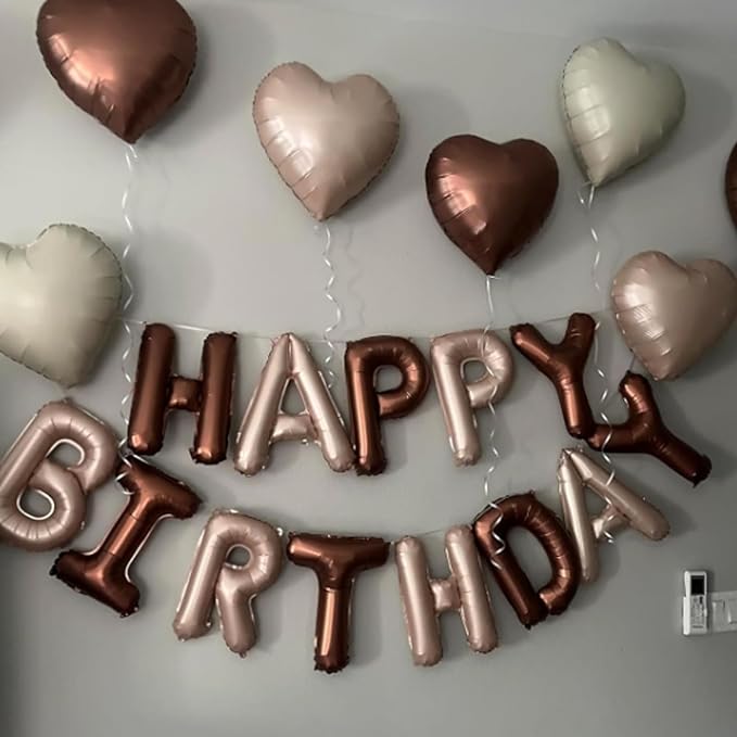 Brown Apricot Heart Balloons, 18inch Nude Neutral Foil Balloons - Image 5