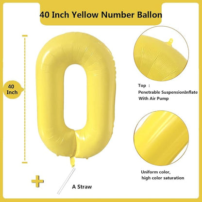 40 inch Yellow Number Balloon Giant Foil Helium Balloons Number 0 Balloon - Image 2