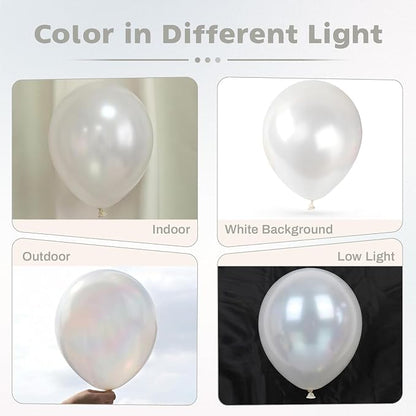 Pearl White Balloons, 12 Inch Pearlescent Pearl Latex Party Balloons | White - Image 7