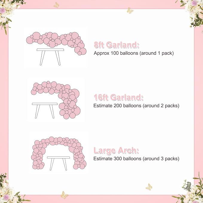 Light Pink Balloon Arch Kit, Baby Pink White Balloon Garland Kit | 126Pcs - Image 9